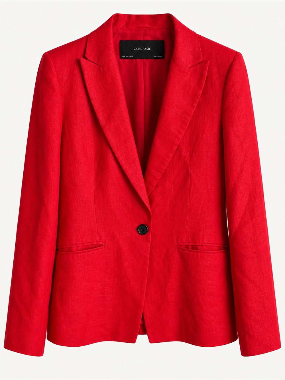Zara Basic Red Linen Blend Oversized Blazer Jacket Size S